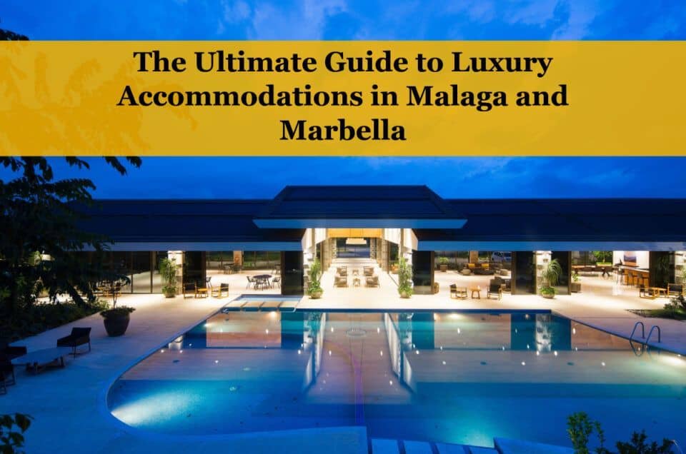 Elegant luxury hotel pool in Marbella with modern design and ambient lighting.