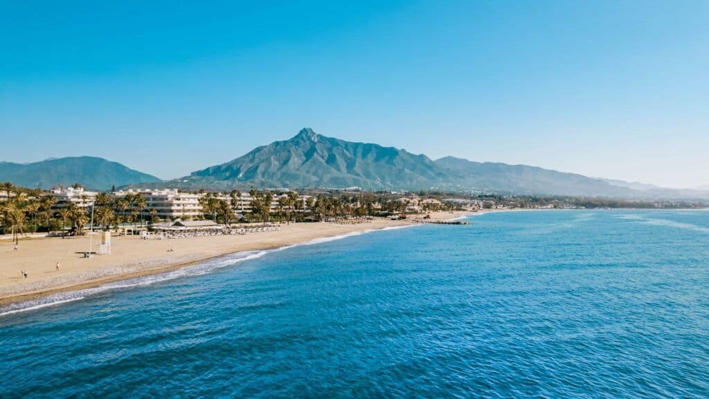 Scenic view of Malaga coastline with mountains in the background, perfect for private day trips.