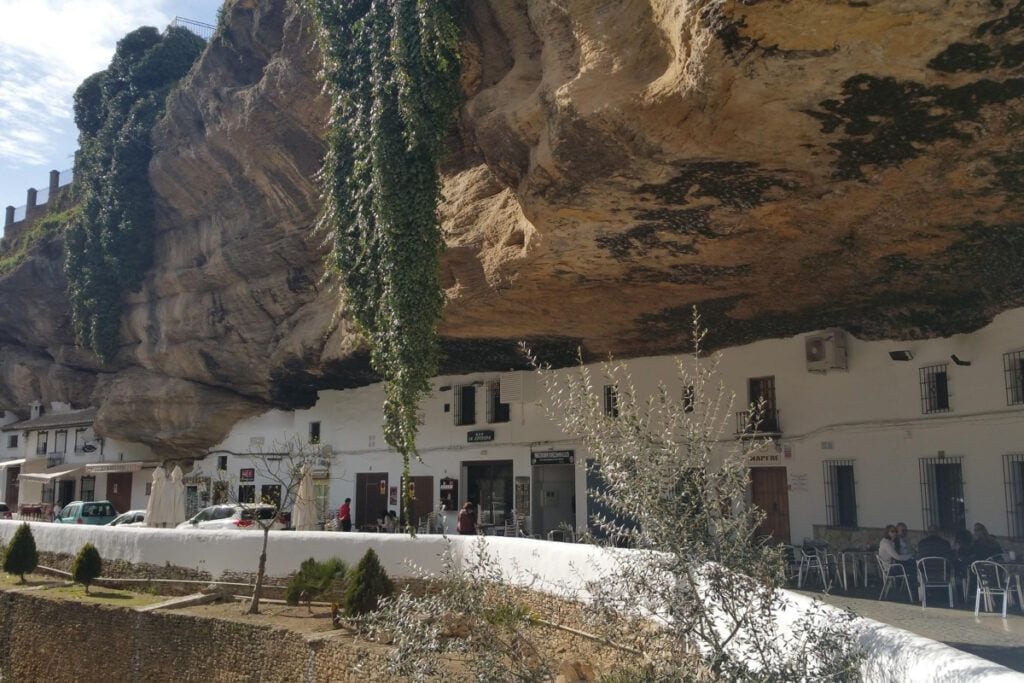 Unique cave houses built into the rock in Setenil de las Bodegas, Andalusia.