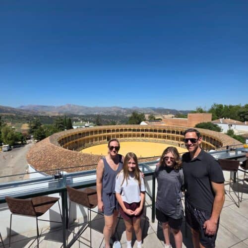 Amphitheater with a circular stage and seating area in Costa del Sol, Spain.