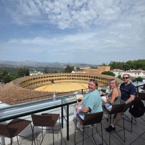 Rooftop terrace with panoramic views of the historic bullring in Costa del Sol. Perfect for sightsee.