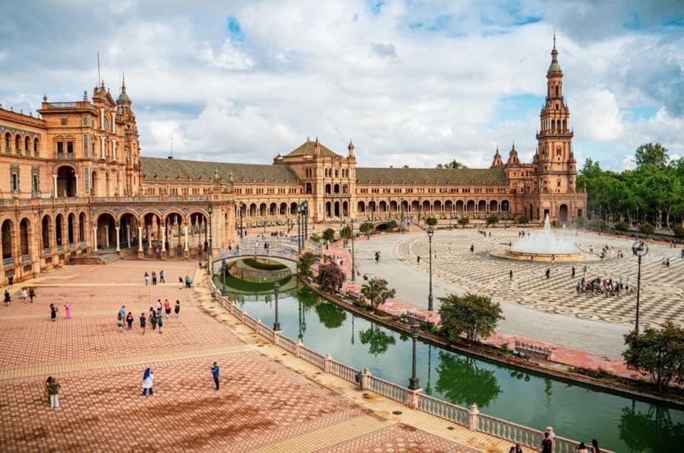 Historic Plaza de España in Malaga, perfect for private group tours and sightseeing.
